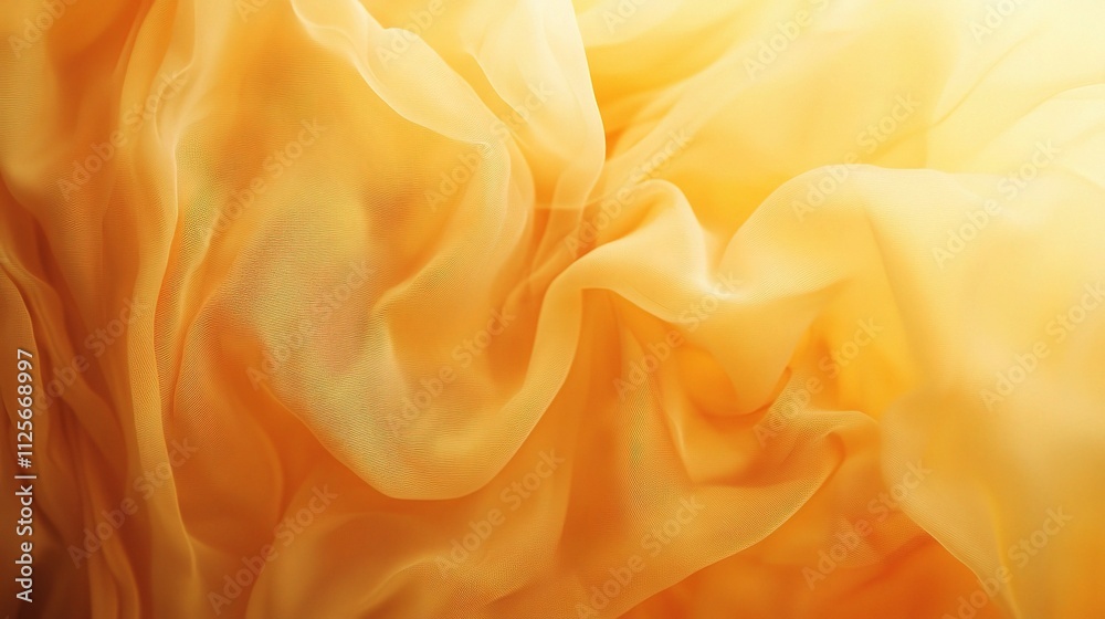 Soft Yellow and Orange Gradient Flowing Fabric Texture Close-Up