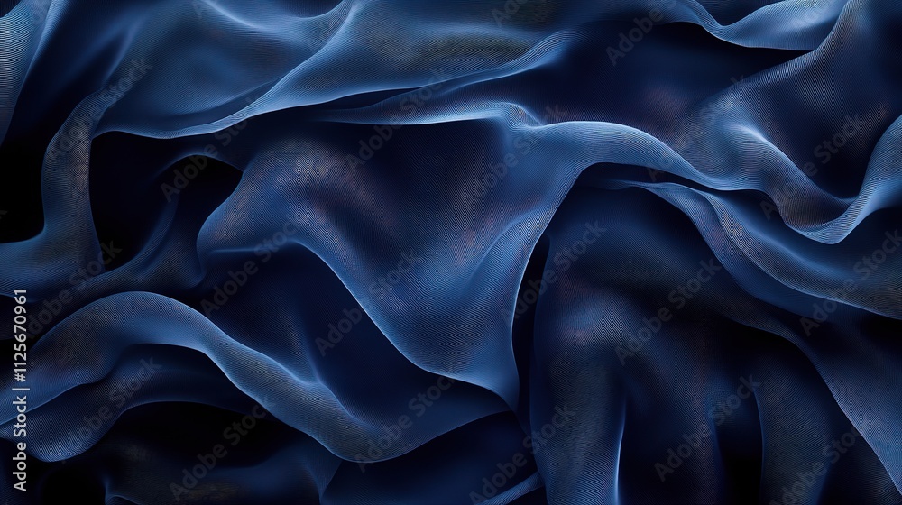 Obraz premium Soft Dark Blue Fabric with Gradient and Overlapping Textures