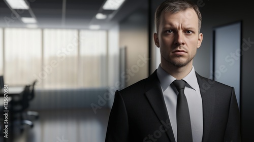 Man in a suit and tie is standing in a room