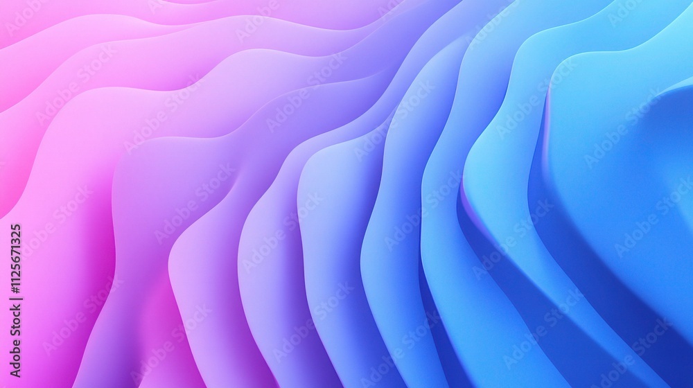 Obraz premium Soft Blue Gradient Background with Gentle Waves and Blurred Effects