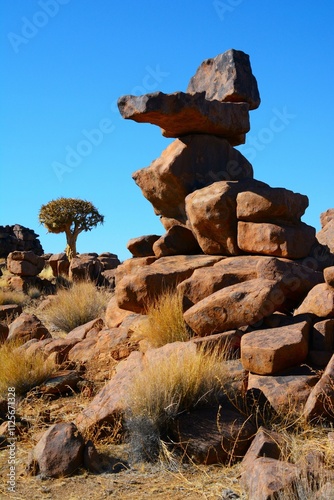 The Giant's Playground (a vast pile of large dolerite rocks) - tourist attraction of southern Namibia, spectacular for its unique geology photo