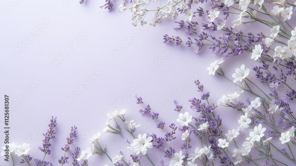 custom made wallpaper toronto digitalA serene arrangement of lavender and white flowers on a soft purple background.