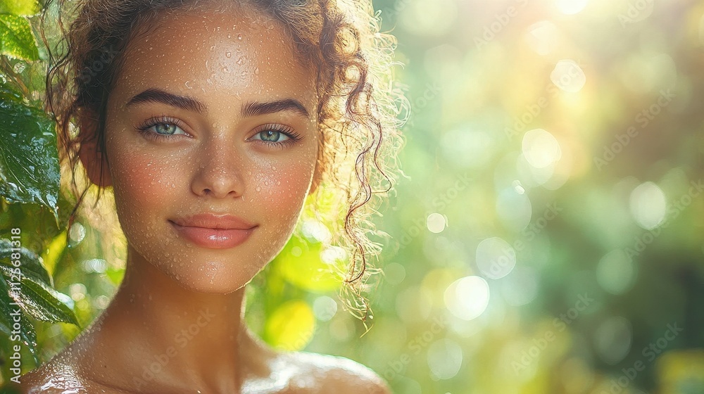 A woman with curly hair and a bright smile. She is wearing a green shirt. The image has a bright and cheerful mood