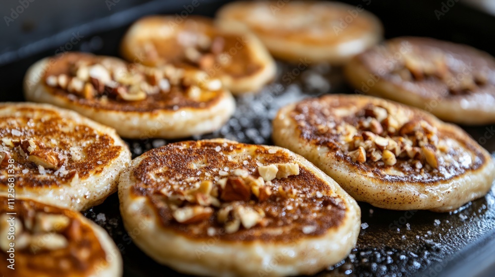 Delicious pancakes cooking on griddle kitchen food photography cozy environment close-up view culinary delight for food lovers Delicious pancakes cooking on griddle kitchen food photography cozy environment close-up view culinary delight for food lovers