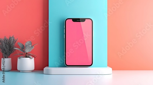 mobile shopping flat design front view app interface 3D render Split-complementary color scheme photo