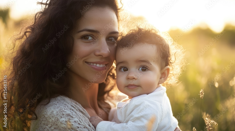 Hispanic mom and baby outdoors Hispanic mom and baby outdoors