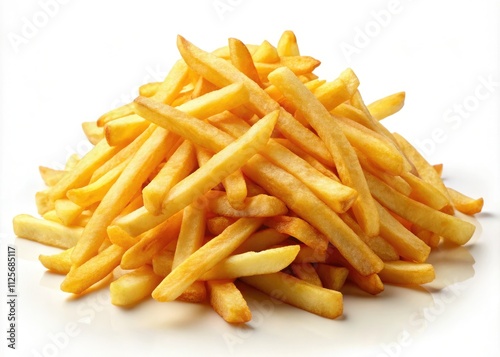 Golden French Fries, Isolated Food Photography, Crispy Potato Fries, Delicious Fast Food Image, High-Resolution Food Photo