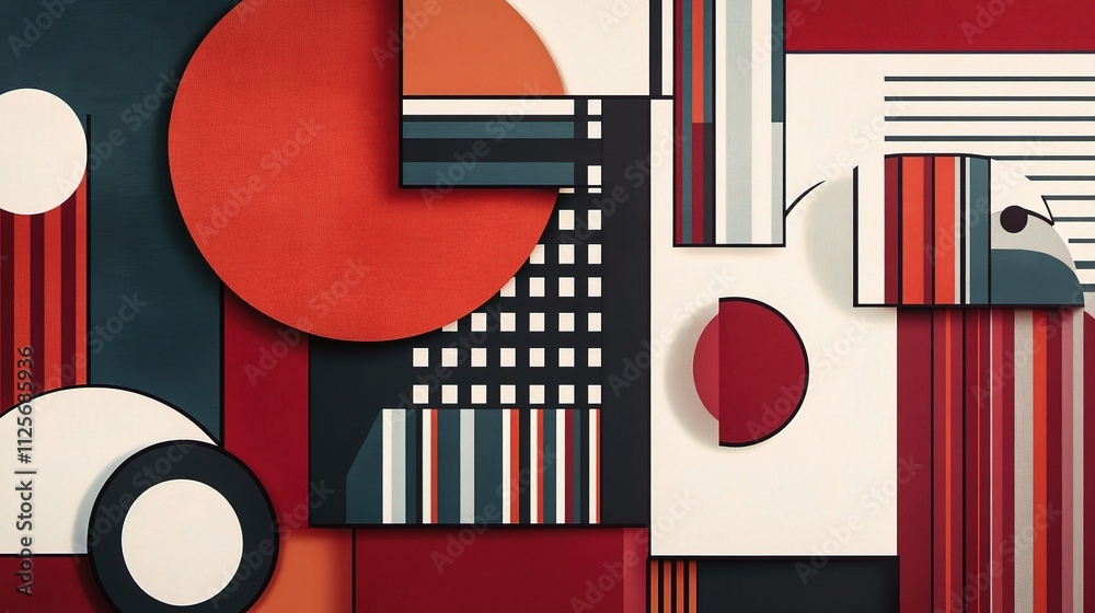Maroon Geometric Shapes on Bold Background with Simple Design Elements Maroon Geometric Shapes on Bold Background with Simple Design Elements