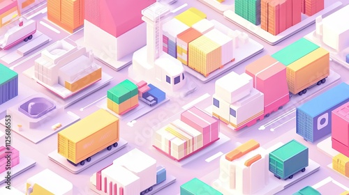 supply chain management flat design top view logistics animation colored pastel photo