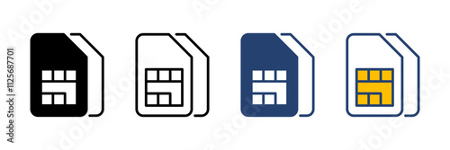 Sim card icon vector. dual sim card icon vector