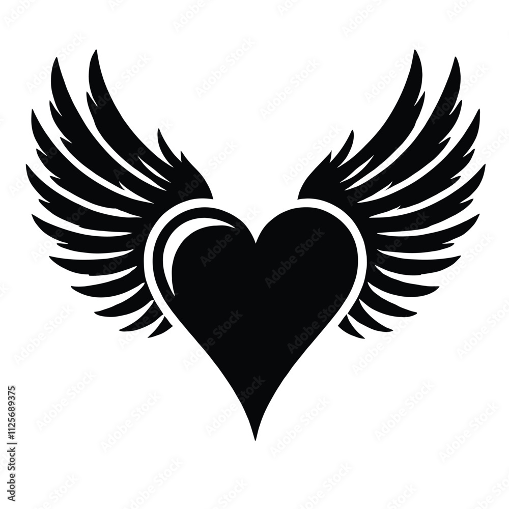 Fototapeta premium Winged Heart Silhouette