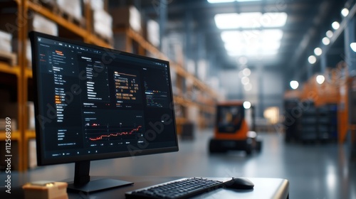 Wallpaper Mural Data analysis dashboard for supply chain management warehouse digital interface industrial setting close-up view technology insights Torontodigital.ca