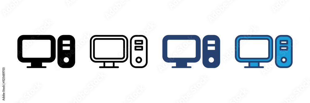 Computer icon vector. computer monitor icon vector. Computer icon vector. computer monitor icon vector.