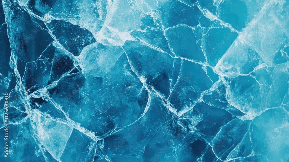 Ice background. Blue background with cracks on the ice surface