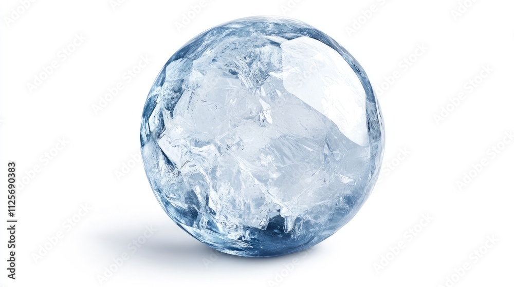Ice ball isolated on white background with clipping path. Abstract sphere glossy geometric object for food and drink. Ice ball isolated on white background with clipping path. Abstract sphere glossy geometric object for food and drink.