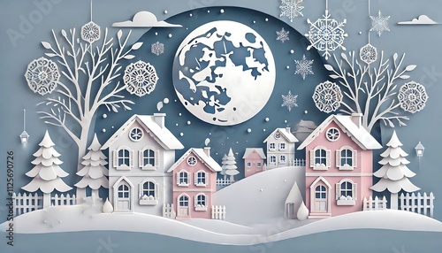 Paper cut style illustration of 