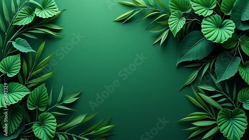 Lush Green Tropical Leaves Background, AI-Generated