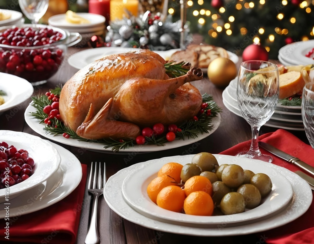 Cozy Holiday Dinner Table Decorated for Christmas Celebration