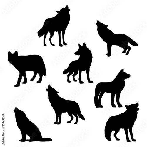 A BLACK WOLF SILOUTE RUNS AND ROARS