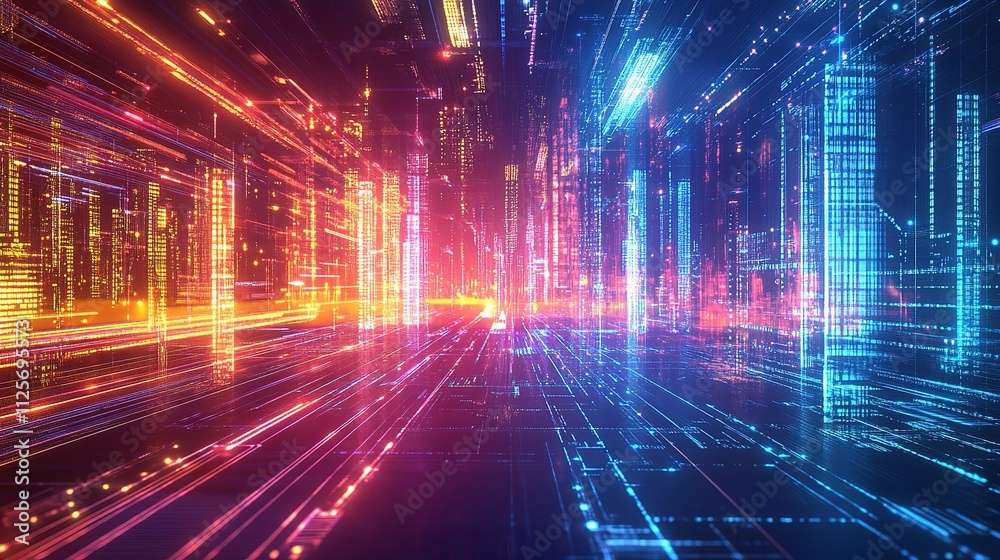 Neon Futuristic Cityscape with Glowing Lights and Digital Vibes Neon Futuristic Cityscape with Glowing Lights and Digital Vibes