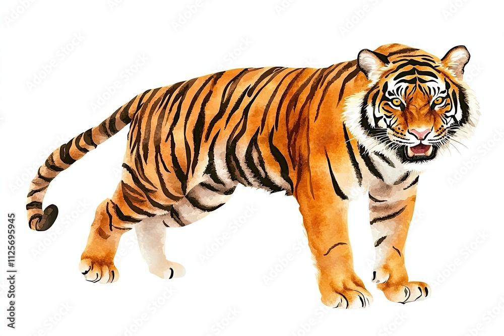 Obraz premium Watercolor Painting Of A Majestic Bengal Tiger