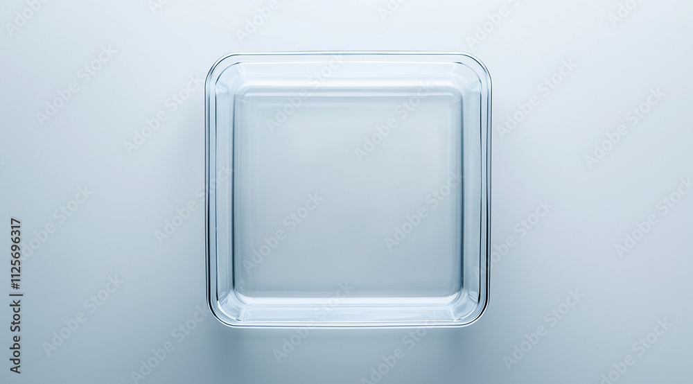 Empty Square Container Transparent: Top-Down Shot for Clear Storage Visibility Empty Square Container Transparent: Top-Down Shot for Clear Storage Visibility