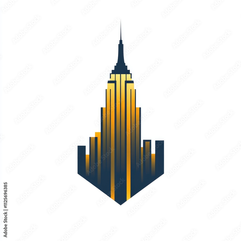 A stylized illustration of a skyscraper with a gradient color scheme. A stylized illustration of a skyscraper with a gradient color scheme.