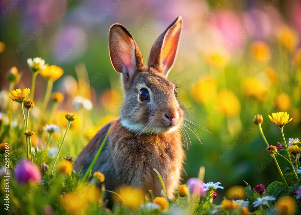 High Depth of Field Rabbit in Field Photography - Cute Bunny in Meadow, Spring Wildlife Image High Depth of Field Rabbit in Field Photography - Cute Bunny in Meadow, Spring Wildlife Image