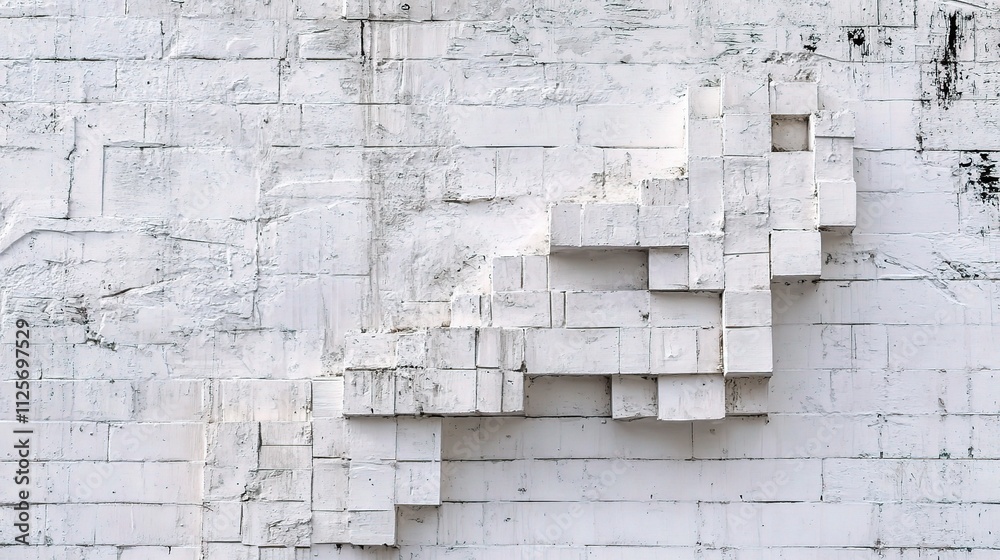 Fototapeta premium Textured White Brick Wall with Unique Surface Design and Pattern
