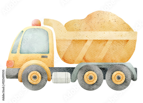 Dirt Dump Truck Watercolor