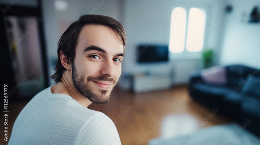 Man with a beard and glasses is smiling Man with a beard and glasses is smiling