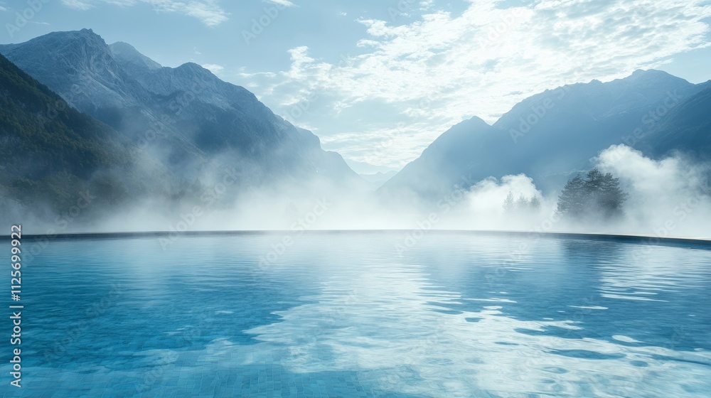 Fototapeta premium Serene Mountain Landscape with Misty Pool
