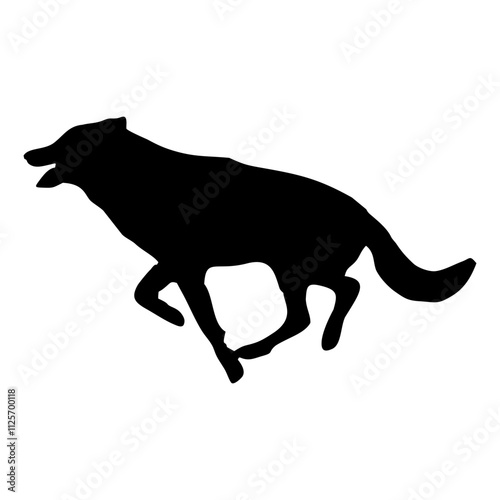 A BLACK WOLF SILOUTE RUNS AND ROARS