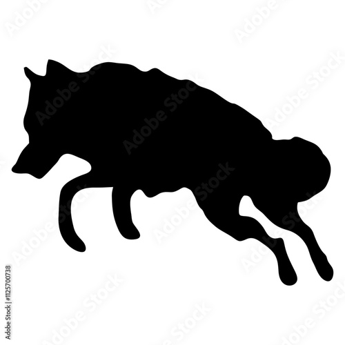 A BLACK WOLF SILOUTE RUNS AND ROARS