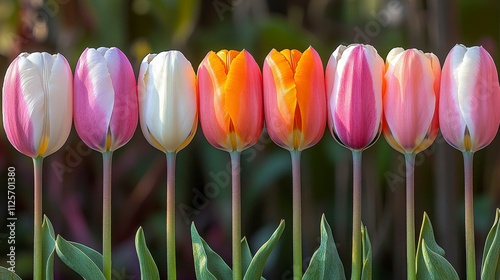A beautiful artistic blend of colorful tulips and soft hues creating a dreamy abstract background that celebrates spring's joy and nature's gentle elegance