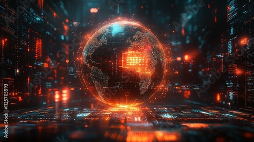 Global Digital Network Data Sphere Illuminated