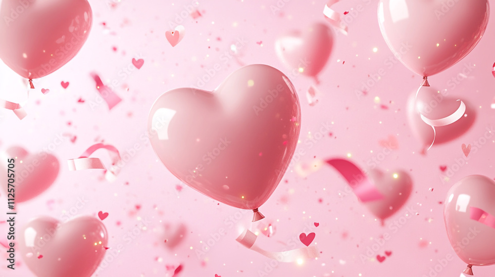 Celebration of love with heart-shaped balloons in a festive atmosphere