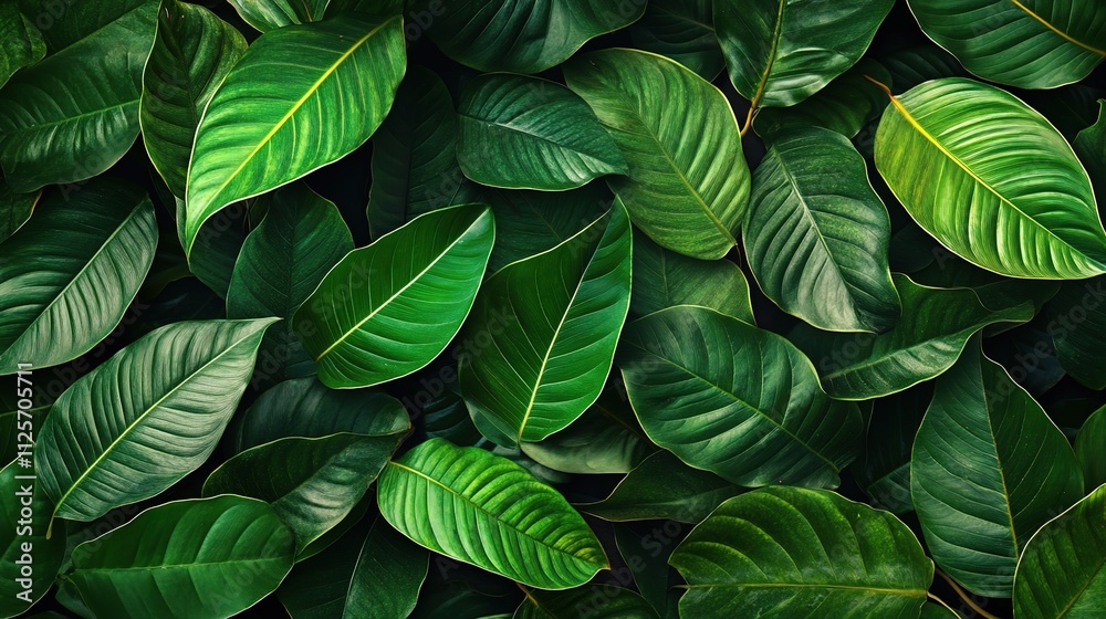 Lush Collection of Tropical Leaves and Foliage in Vivid Green Colors Lush Collection of Tropical Leaves and Foliage in Vivid Green Colors