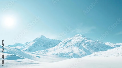 Wallpaper Mural A serene winter landscape featuring snow-covered mountains under a clear blue sky. Torontodigital.ca