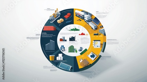 Circular infographic showing supply chain management. photo