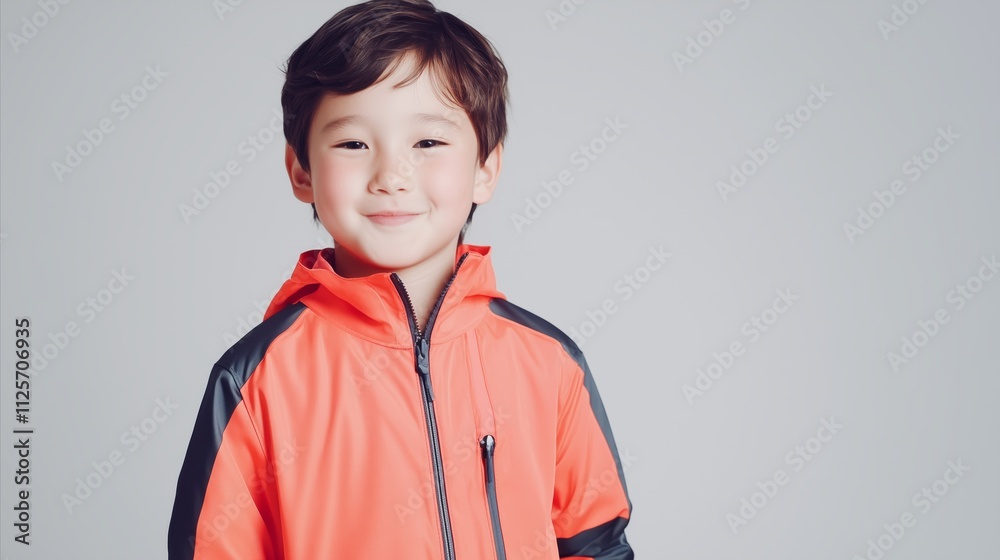 Boy wearing an orange jacket Boy wearing an orange jacket