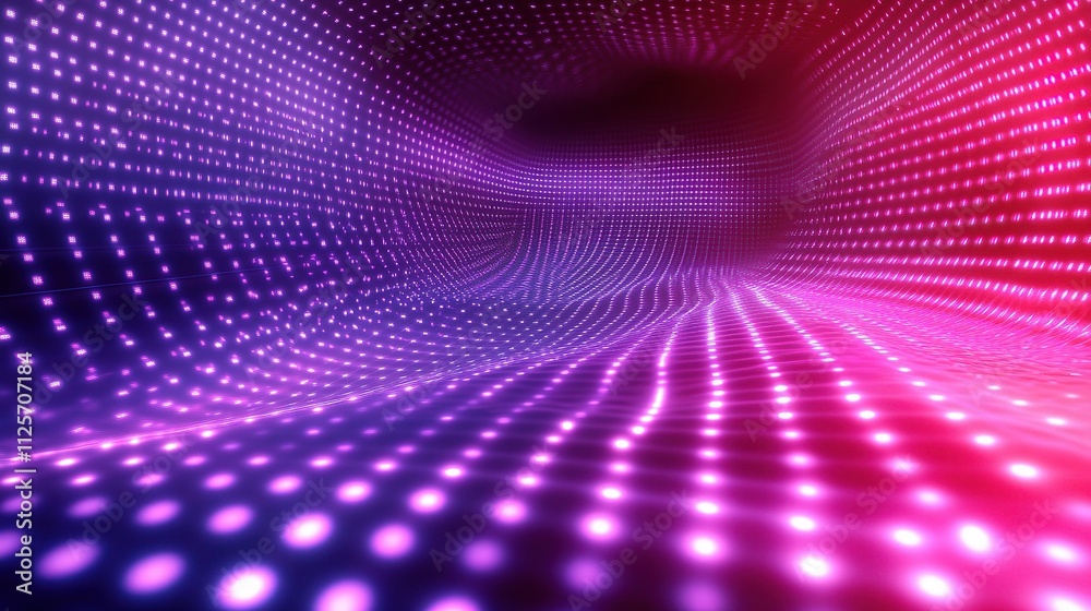 Dynamic Glowing Digital Grid with Bright Light in Abstract Space Dynamic Glowing Digital Grid with Bright Light in Abstract Space