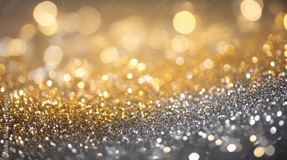 A shimmering background of golden and silver glitter, creating a festive and elegant atmosphere. A shimmering background of golden and silver glitter, creating a festive and elegant atmosphere.