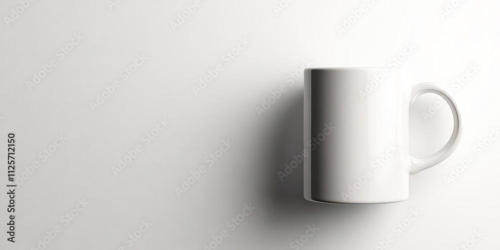 Obraz premium A simple white mug placed against a light background, highlighting its minimalist design.