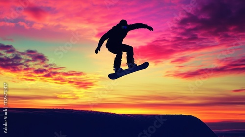 Wallpaper Mural A snowboarder performs an aerial jump against a vibrant sunset backdrop. Torontodigital.ca