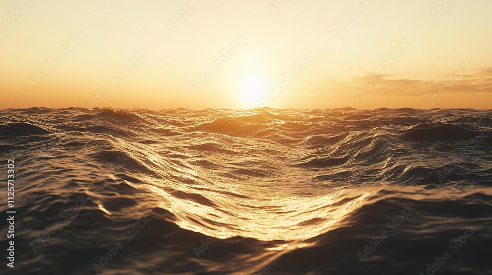 Elegant Sunset View Over Ocean Waves in Perfect Harmony Elegant Sunset View Over Ocean Waves in Perfect Harmony