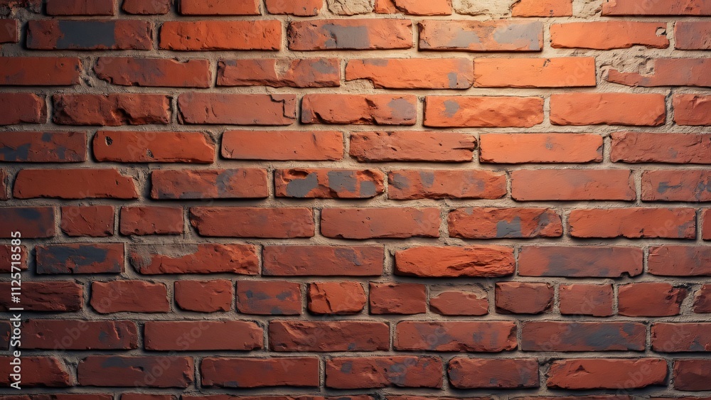 Obraz premium Rustic Red Brick Wall Texture, Uneven Bricks & Mortar