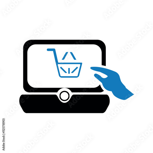 Online shopping trolley buy icon.