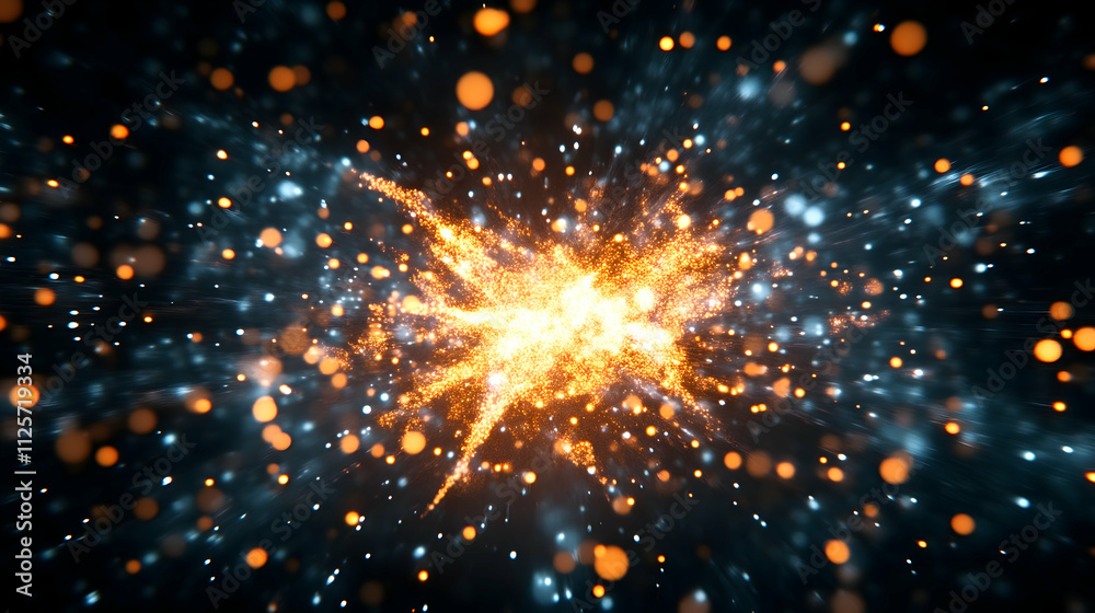 Cosmic Burst: A mesmerizing abstract image of a vibrant orange and blue burst of light against a dark background, evoking a sense of cosmic energy and celestial wonder. Cosmic Burst: A mesmerizing abstract image of a vibrant orange and blue burst of light against a dark background, evoking a sense of cosmic energy and celestial wonder.