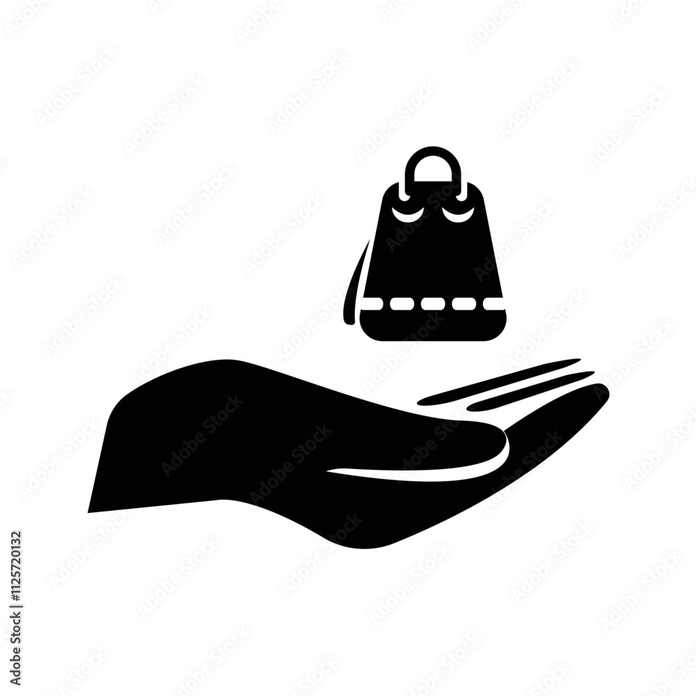 Shopping delivery bag icon.